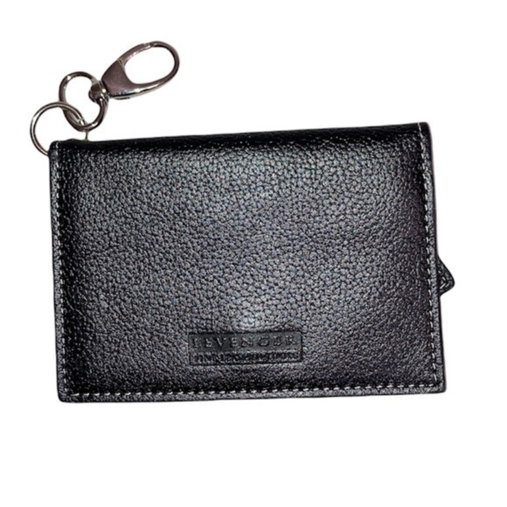 Levenger black leather mini card wallet